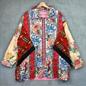 Retro Floral Handmade By Kien Ly Patchwork Jacket size XL